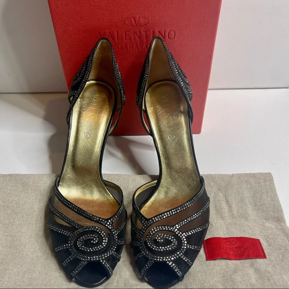 Valentino Diamante Netting D'Orsay Pump - Picture 4 of 11